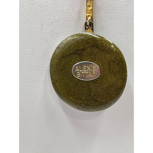 Alexis Bittar Handcrafted White Lucite
Pendent Necklace Gold 
Backing Signed - Picture 11 of 14